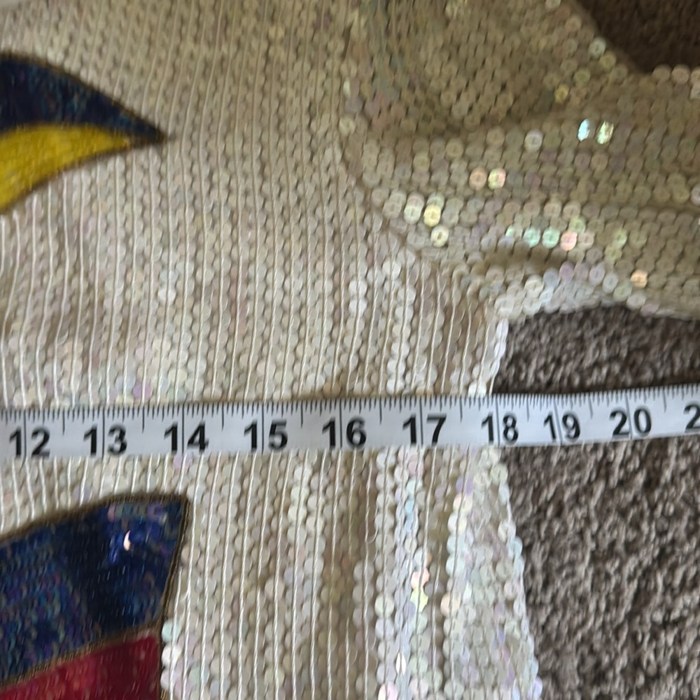 NEW Scarlett Rage Vintage medium sequin shirt top long sleeve flags nautical - Picture 8 of 10